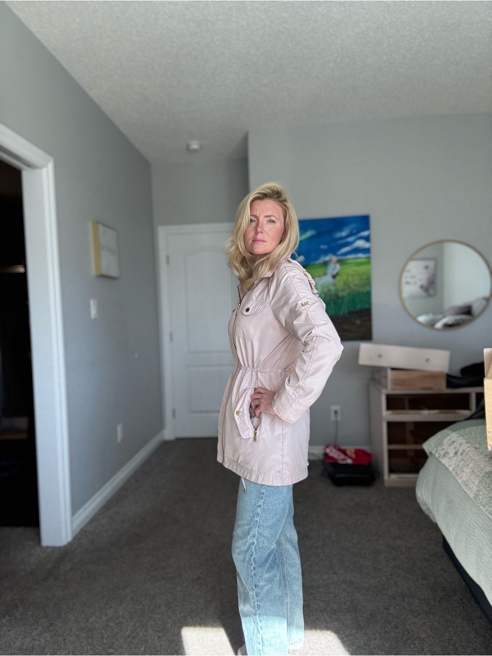 Michael Kors Pale Pink Utility Jacket with Cinch Waist